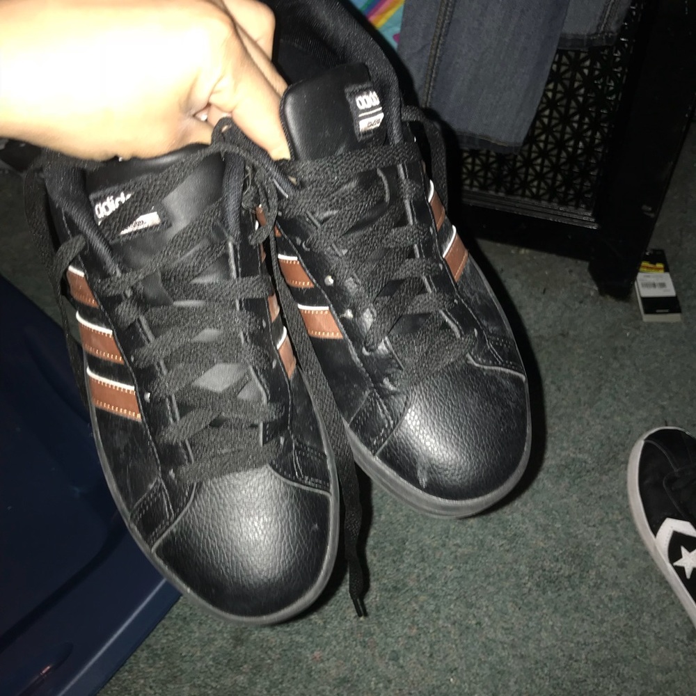 Adidas neo black and rose gold shoes